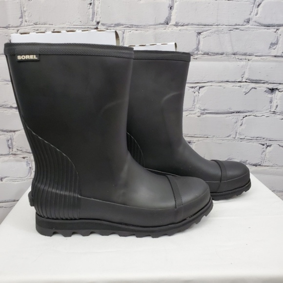 Sorel Shoes - Sorel Joan Short Mid Calf Matte Black Rainboots